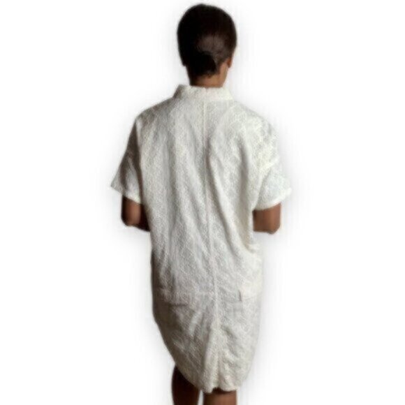 Current Elliott Oversized Smock Eyelet Lace Shirt Dress - Picture 7 of 14